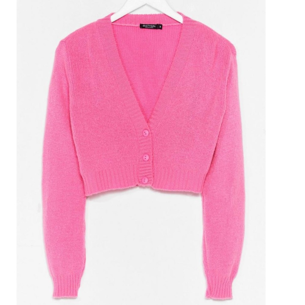 Hot pink cropped cardigan